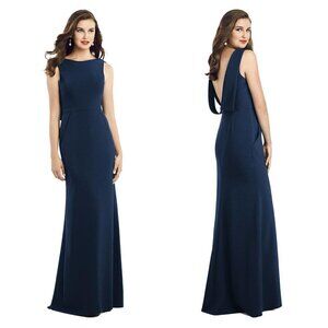 NEW Dessy Collection Size 16 Draped Backless Crepe Dress with Pockets Style 3061